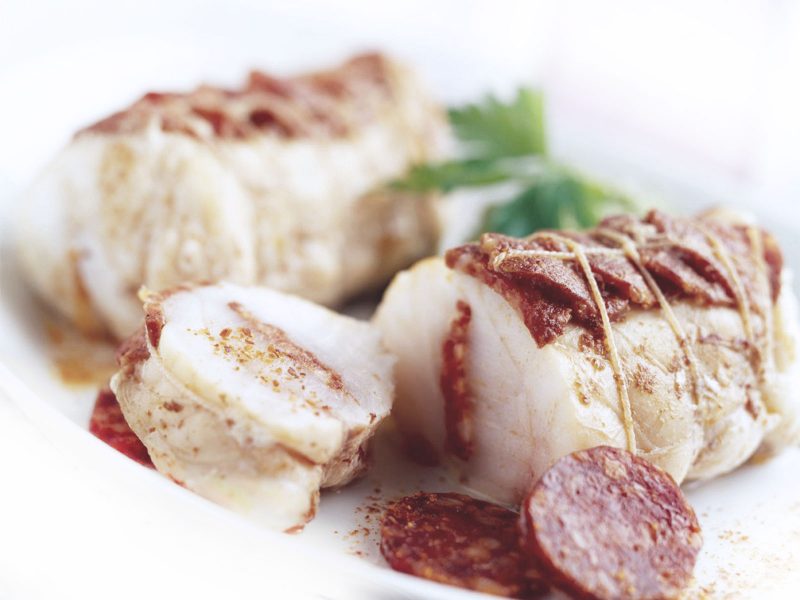 Monkfish lightly topped with butter, garlic and parsley