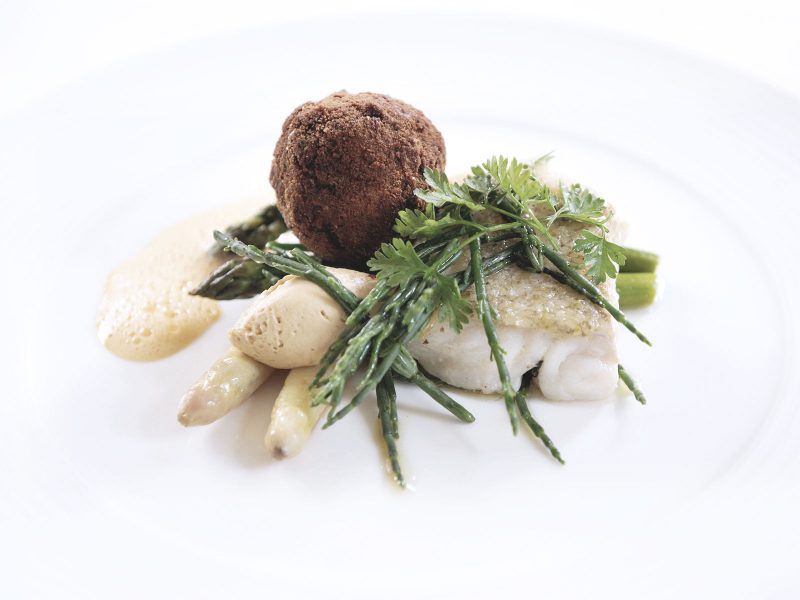 Sea Bass on bed of spinach and cream sauce